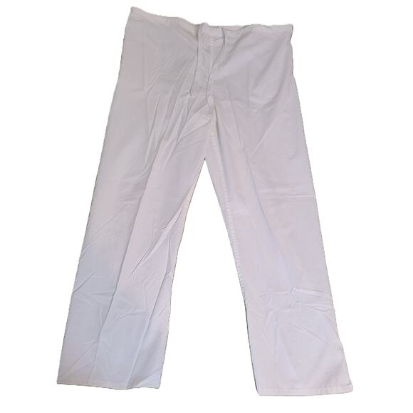 Work N Gear Unisex Scrub Pants Size Medium White Drawstring 2 Available - Picture 1 of 5